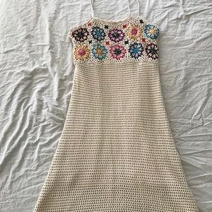 Mossimo cream knitted dress top colored flowers